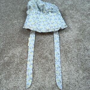 Americana Floral Sun Bonnet Blue Yellow Floral Prairie Civil War Amish Small New